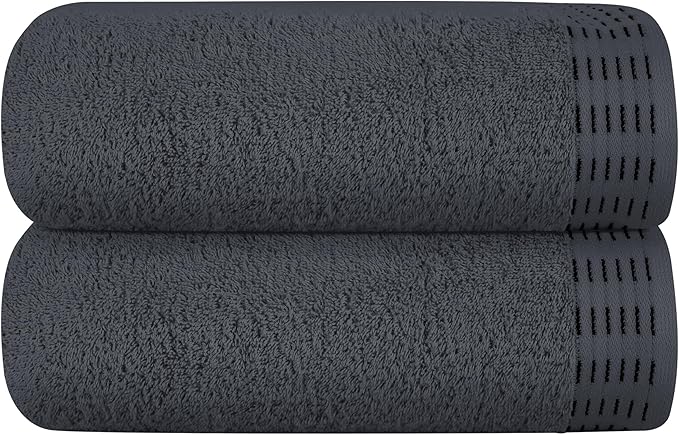 Cotton 2 Pack Oversized Bath Towel Set 28x55 inches, Large Bath Towels, Ultra Absorbant Compact Quickdry & Lightweight Towel, Ideal for Gym Travel Camp Pool - Charcoal Grey
