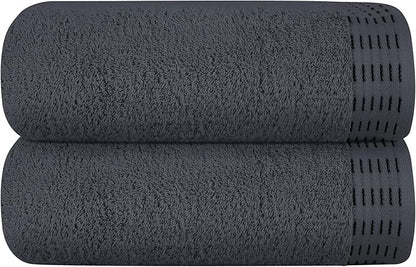 Cotton 2 Pack Oversized Bath Towel Set 28x55 inches, Large Bath Towels, Ultra Absorbant Compact Quickdry & Lightweight Towel, Ideal for Gym Travel Camp Pool - Charcoal Grey