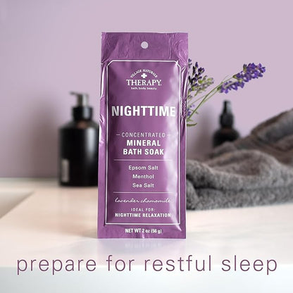 Village Naturals Therapy Nighttime Concentrated Mineral Bath Soak, Lavender Chamomile Scent, 2 oz, Pack of 12