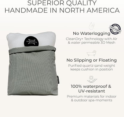 BADESOFA® Luxury Bath Pillow S - Ultra Comfortable & Quick-Drying Bath Back Pillow - Washable Full Body Bath Pillow for Bathtub - Therapeutic Head and Neck Support - Luxury Spa Cushion in Beige
