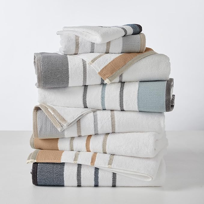 Great Bay Home Decorative Bath Towel Set - Luxury Cotton 6 Piece Towel Set - 2 Bath Towels, 2 Hand Towels, 2 Washcloths - Luxurious, Ultra-Soft, Durable Towel for Bathroom Decor (Clay/Taupe)