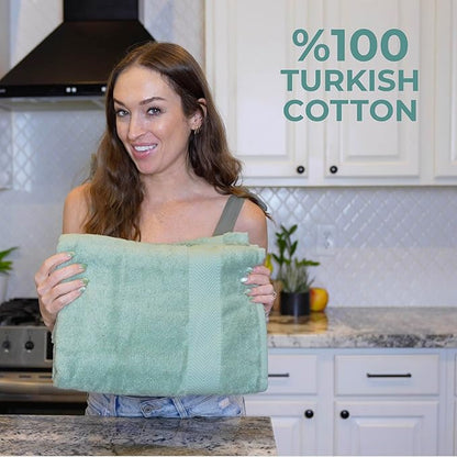 TEXTILOM Bath Towel Set – Hotel and Spa Quality & Soft & Absorbent & Quick Dry Bath Towels for Bathroom – 100% Turkish Cotton Bathroom Towels Set of 4 (27 x 54 inches)- Green