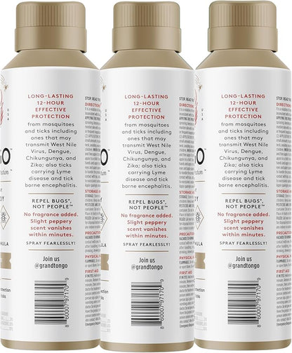 Fragrance Free Insect Repellent, 12-Hour Mosquito & Tick Protection, Picaridin-Based, Water-Based, Lightweight, Quick-Drying, DEET Alternative, Face & Body Use, 3 Pack