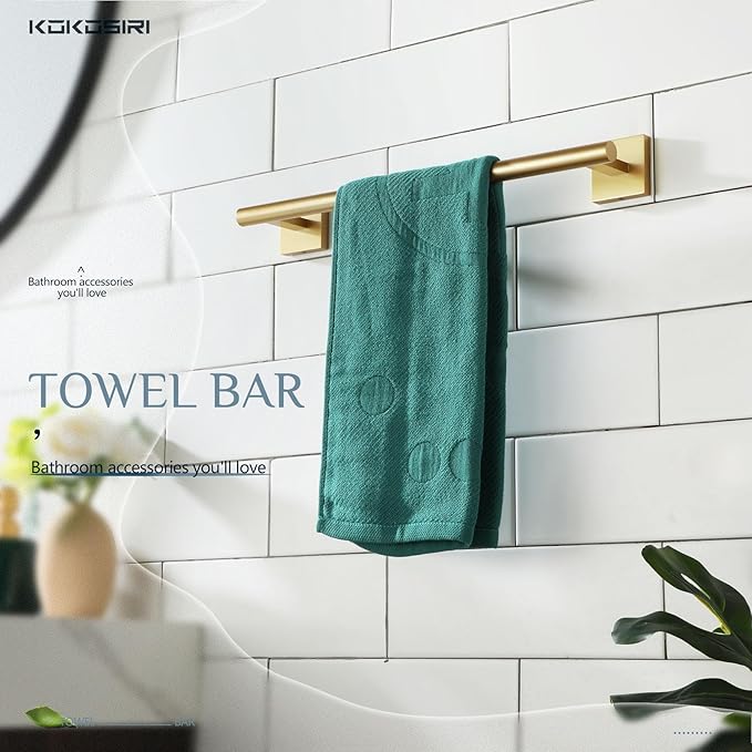 KOKOSIRI Hand Towel Bar Bathroom Towel Holder for Bath Kitchen Cabinet Towel Rails 16 Inch Brushed Gold Stainless Steel B4005BG-L16