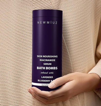 Lavender Bath Bombs Skin Nourishing Moisturize Niacinamide Serum Lavender Blueberry Fig Luxury Fizzing Spa Bubble Bath Gift Set for Sensitive Skin Stress Relief Relaxation Gift Birthday Christmas