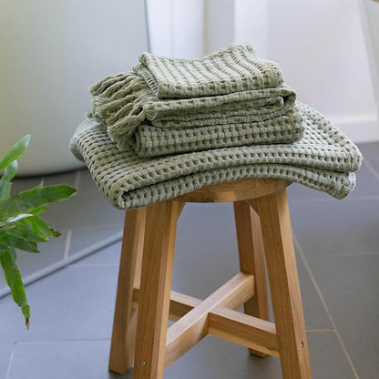 GILDEN TREE Waffle Hand Towels for Bathroom Quick Drying Lint Free Thin, Modern Style (Sage Grey)