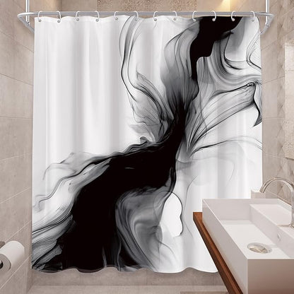 Cinbloo Black and White Shower Curtain 60Wx72H Abstract Bathroom Decor for Men Modern Ombre Grey Minimalist Marble Shower Curtain Set Elegant Ink Texture Neutral Shower Curtain Fabric with 12 Hooks