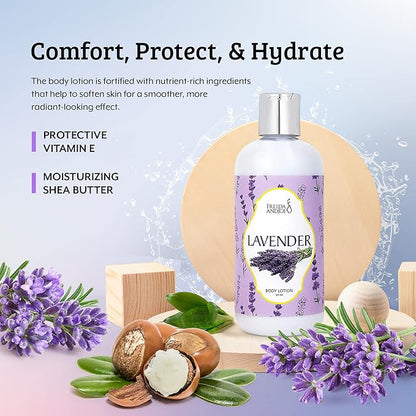 Home Spa Gift 10oz Deep Moisturizing Fragrance Body Lotion & 8 oz. Fine Fragrance Body Mist Set Luxury Self-Care Combo for Women and Girls (Lavender)