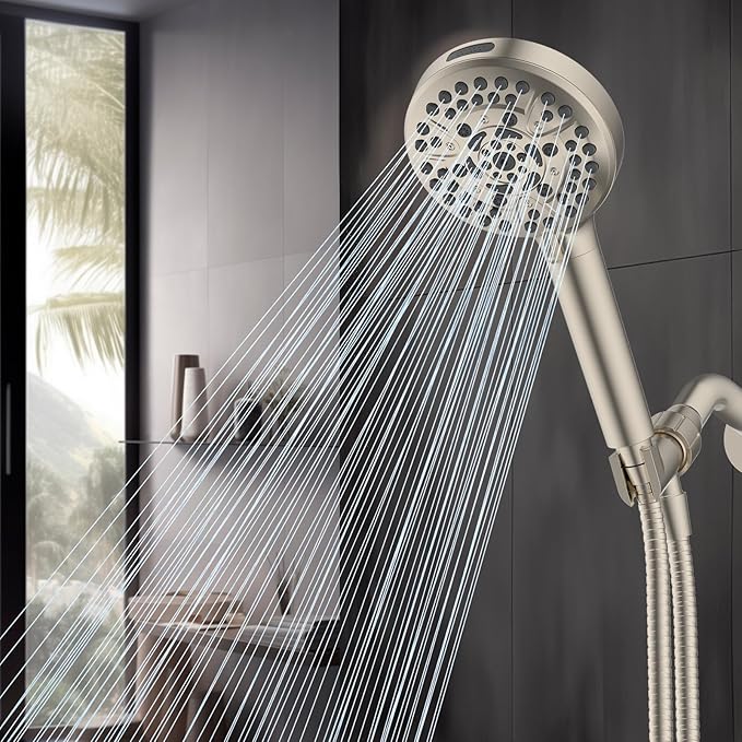 Hibbent Filtered Shower Head with Handheld, High Pressure 10 Spray Showerhead with Filters, Water Softener for Hard Water-Remove Chlorine, Reduces Dry Itchy Skin, Improve Skin& Hair, Brushed Nickel