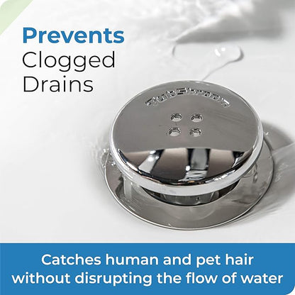 TubShroom Tub Drain Hair Catcher, Black Chrome – Protector and Catcher for Bathroom Drains, Fits 1.5” 1.75” Bathtub Shower Drains