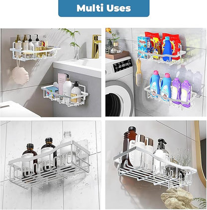 Fab Glass and Mirror 5-Pack Shower Caddy, Chrome- Shower Organizer & Shelves for Efficient Storage, Bathroom Caddy for Wall Organizer, Durable Showers Wall Caddy