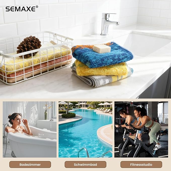 SEMAXE 12 Pack Hand Towels for Bathroom, 100% Cotton Towels with Hanging Loops, Soft & Highly Absorbent, Hand Towel Set for Gym, Shower, Hotel, Spa and Kitchen, Colorful - Checkered