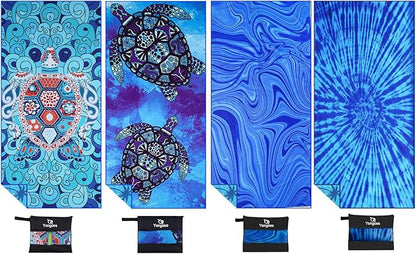 4 Pack Microfiber Lightweight Thin Beach Towel Sand Free Quick Dry Super Absorbent Large Towels for Swimming Pool Yoga Gym Travel Vacation Beach Accessories Essentials for Adults