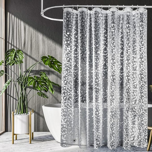UFRIDAY Clear Shower Curtain 48 x 72 inches,3D Cobblestone Stall Shower Curtain Liner for Bathroom Water Repellent EVA Plastic Shower Liners with 2 Big Heavy Magnets