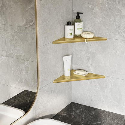 Neodrain 10 Inch Golden Corner Shower Shelves,Set of 2, Gold Corner Shelf for Tile Wall Insert, 304 Stainless Steel Shower Storage Shelves for Bathroom,No Drilling