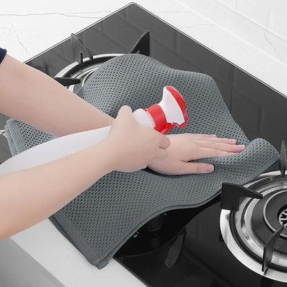 Homaxy 100% Cotton Waffle Weave Kitchen Dish Towels, Ultra Soft Absorbent Quick Drying Cleaning Towel, 13 x 28 Inches, 4-Pack, Grey