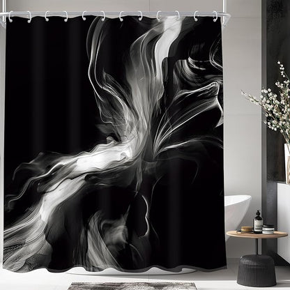 Cinbloo Black 60Wx72H Shower Curtain Abstract Bathroom Decor for Men Modern Ombre White Marble Ink Texture Bathroom Curtain Set Minimalist Neutral Simple Dark Cool Bath Bathroom Accessories Decor