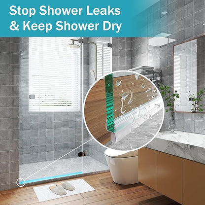 Shower Door Seal, 2 PCS 3/8" X 36" Glass Door Bottom Seal, Ultra Clear Frameless Shower Doors Strip, Stop Shower Leaks and Create a Water Barrier for 3/8 Inch (10mm) Glass