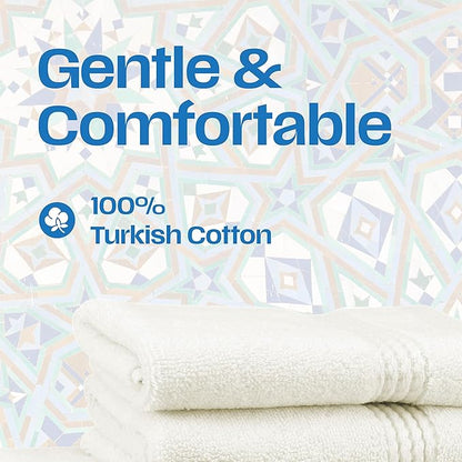 East'N Blue Lara Premium Bath Towel Set 6 Piece - Soft & Highly Absorbent Bathroom Towel Set, 100% Luxury Turkish Cotton, Flannel Bath Towels, 1 Bath Towel, 1 Hand Towel, 4 Washcloths - Creme