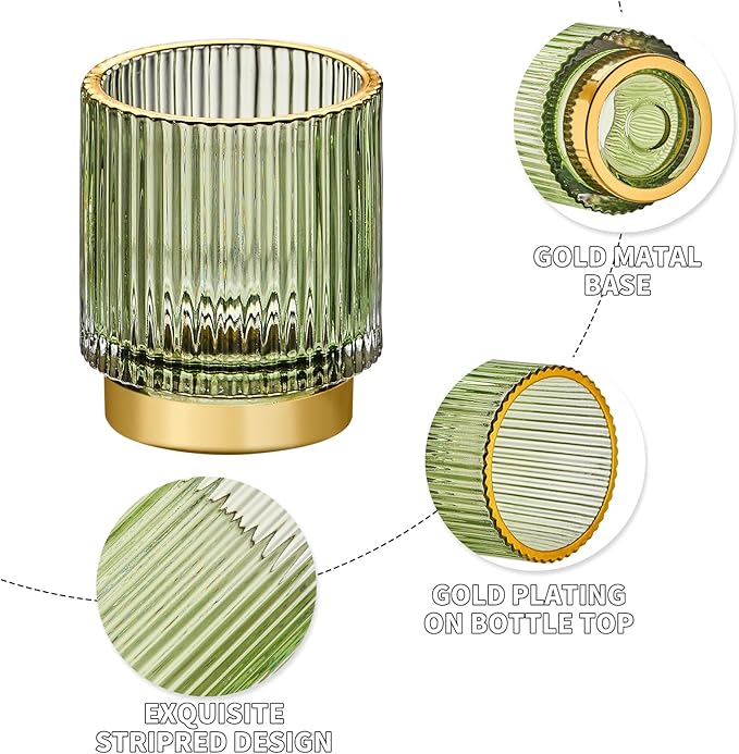 Makeup Brush Organizer, Toothbrush Holder, Desk Pen Pencil Holder, Multifunctional Vintage Glass Brush Cup (S/Green/A3-11-US)