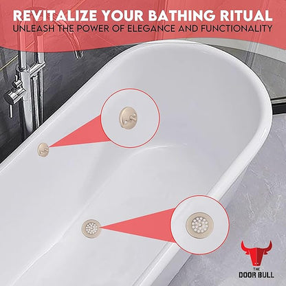 Trip Lever Bathtub Drain Kit with Strainer – 2-Hole Overflow Faceplate, Matching Screws – Tub Drain Trim Replacement Set for Bathroom Bathtubs
