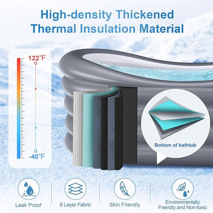 BINYUAN Inflatable Bathtub for Adults - Portable Collapsible Spa Tub with Electric Pump, Hot & Ice Bath Design, Foldable for 1-2 People, Durable PVC - Easy Inflate