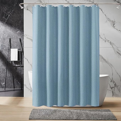 Inhousolu Fabric Shower Curtain Waffle Weave, 230 GSM Heavy Duty, Weighted Hem, 14 Metal Hooks, Water Repellent, Machine Washable, Hotel Spa Luxury Bath Curtain Set, 72 x 72 Inch, Teal