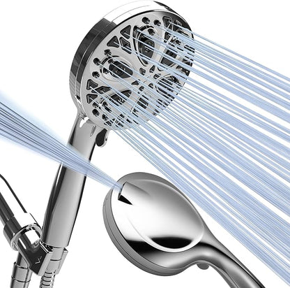 SparkPod 10-Mode Handheld Shower Head with Hose - 5" High Pressure Shower Head with Handheld Touch-to-Clean Nozzles, Built-In Power Jet, Stainless Steel 6ft Hose & Bracket (Polished Chrome)