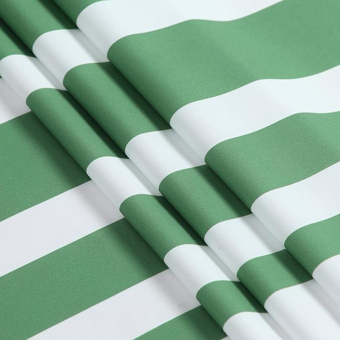 Green and White Striped Shower Curtain 72x72 Inches, Waterproof Fabric with Modern Gradient Lines, 12 Rustproof Grommets & Weighted Hem