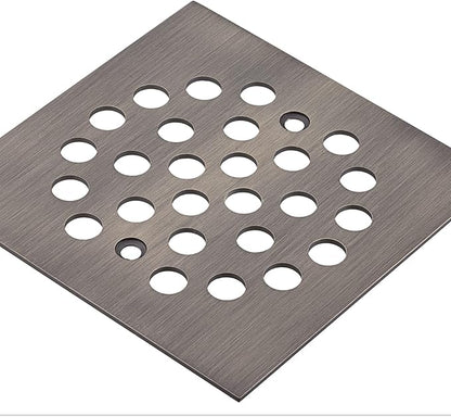 Square 4-1/4 Inch Screw-in Shower Drain Cover Replacement Square Floor Drainer Grate,Brushed Nickel,Brushed Gold,Oil Rubbed Bronze,Chrome (Antique Brass)
