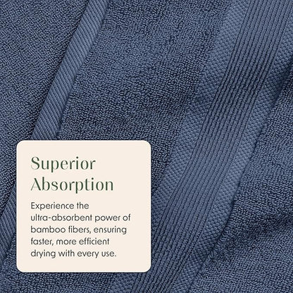 Springtree Home Luxury Viscose from Bamboo Bath Towel Set of 4 | 35% Viscose from Bamboo - 65% Cotton | Absorbent Quick-Dry Towels for Bathroom | Oeko-TEX Standard 100 Cotton | French Blue