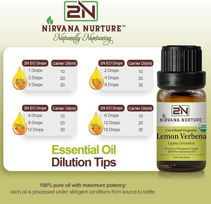 Lemon Verbena Essential Oil USDA Certified Organic, 100% Pure Natural Premium Grade, Undiluted
