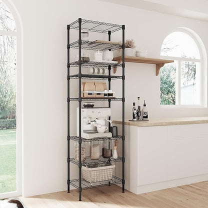 IZEUK 8 Tier Adjustable Metal Storage Shelving Unit, Heavy Duty Standing Rack Organizer for Kitchen, Pantry, Laundry Room, Garage or Basement, 2000 lbs Capacity, 23.6 W x 13.8 D x 79.5 H, Black