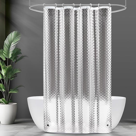 UFRIDAY Shower Stall Curtain 48 x78 inch Plastic Clear Shower Curtain Liner,Waterproof Shower Liner Transparent 3D Water Cube Bath Curtain See Through Shower Curtains Liner Clear with 3 Strong Magnets