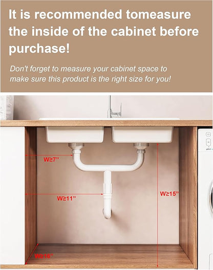 UMDONX Under Sink Organizer 2-Pack Adjustable Bathroom Under Sink Pull-Out Organizer with 5 Adjustable Heights for Kitchen, Bathroom & Laundry Storage
