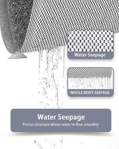 Mecko Non-Slip Shower Mat, Anti-Slip Bath Mat with Suction Cups – Quick-Drying Loofah Texture for Tub with for Indoor and Outdoor Use, Bathtubs and Wet Areas (Grey, 17"x30")