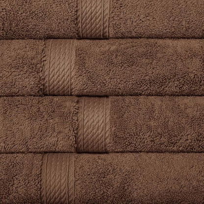 Superior Egyptian Cotton Pile Hand Towel Set of 4, Ultra Soft Luxury Towels, Thick Plush Essentials, Absorbent Heavyweight, Guest Bath, Hotel, Spa, Home Bathroom, Shower Basics, Chocolate