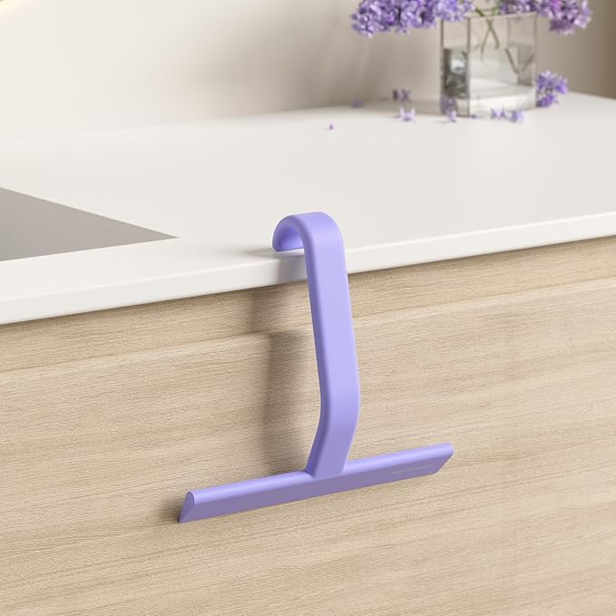 dancemoon JustHang Shower Squeegee for Glass Doors, All-One-Piece Silicone with Built-in Hook Design for Easy Hanging, Household Window Mirror Squeegee for Bathroom, Glass, Kitchen, Tile Wall, Car