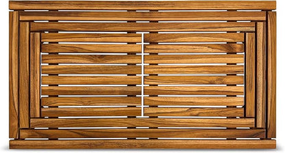 StrongTek Large Teak Bath Mat, 35.4" x 20" Solid Wood Shower Mat with Slatted Design, Pre-Oiled & Water-Resistant, Non-Slip Mat for Bathroom, Spa, and Outdoor Use