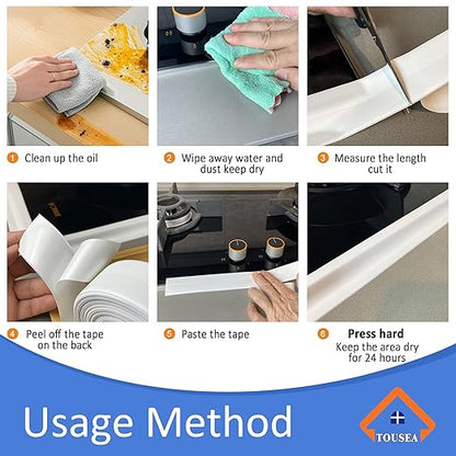 Waterproof Self Adhesive Caulk Tape 1.5" x10.5Ft - White Caulking Strip for Bathroom, Kitchen, Toilet, Bathtub, Sink & Floor Wall Edges (1Roll*White*1.5IN-10.5FT)