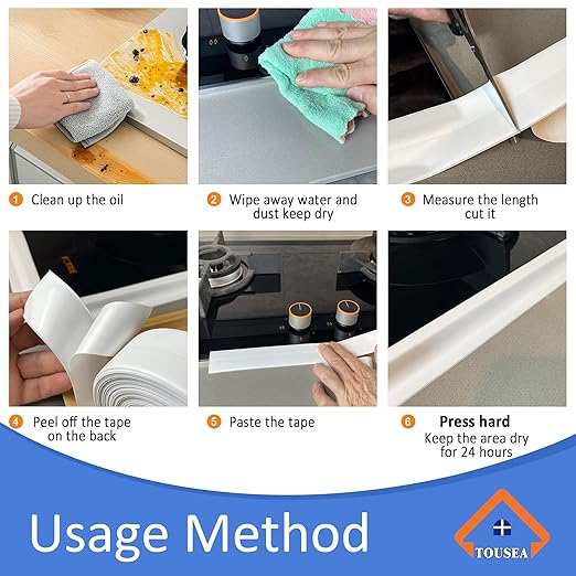 Caulk Tape Self Adhesive,Easy to Install Caulking Tape for Bathroom Peel & Stick Caulking Strip Floor Tile Wallpaper Toilet Tub Shower Wall Trim,Waterproof Caulking Sealing Tape for Bathroom,Toilet