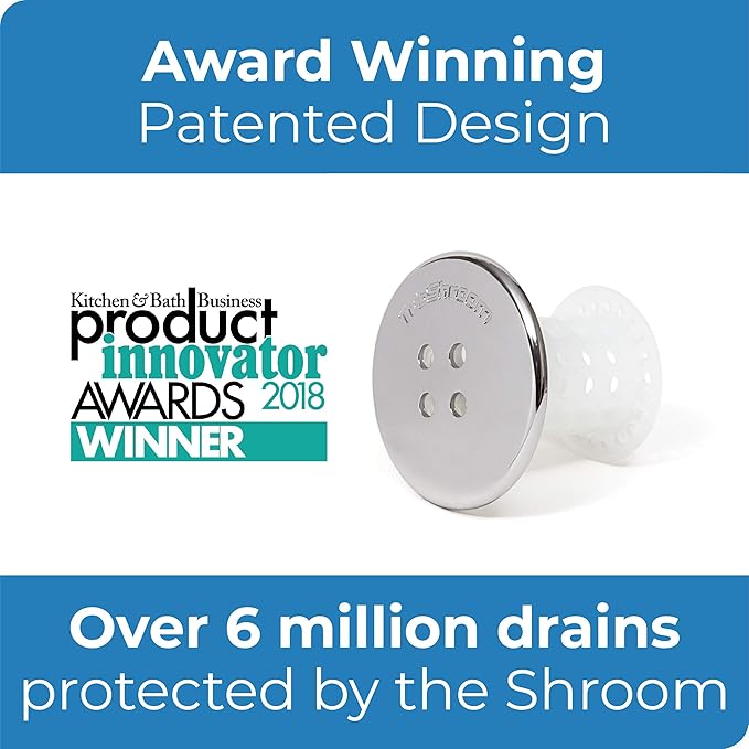 TubShroom Bathtub Drain Protector and Hair Catcher - 2 Pack, Chrome - Fits 1.5" - 1.75" Bathtub and Shower Drains