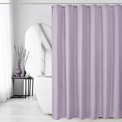 Gibelle Long Shower Curtain 72 x 78, Tall Waffle Weave Textured Fabric Shower Curtain for Bathroom, Water Repellent, Machine Washable, Lavender