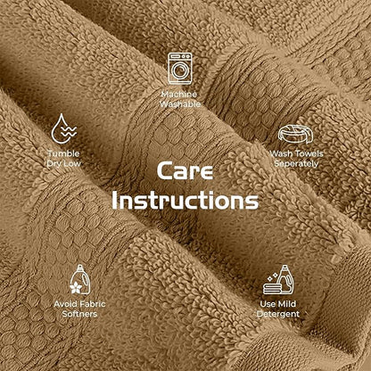 RIVERSIDE 12 Pack Premium 100% Cotton Face Washcloths, 550 GSM, 12 x 12 Inches, Soft, Absorbent Towels for Body & Shower, Bathroom Wash Clothes, Durable Face Towels Set for Spa, Gym, Tan