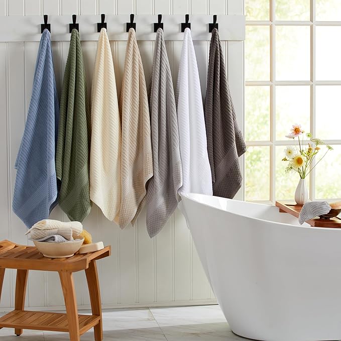 Springtree Home 100% Cotton Bath Towel Set of 4 | Super Soft & Absorbent with Quick-Dry Fibers | 4 Bath Towels | Textured and Durable Cotton | Krista Collection (Ultimate Grey)