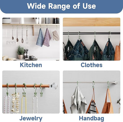 Titanker Shower Curtain Hooks Rings, Rust-Resistant Metal Double Glide Shower Hooks for Bathroom Shower Rods Curtains, Set of 12 Hooks - Sage Green