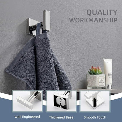 Angle Simple Towel Hook for Bathroom, SUS 304 Stainless Steel Robe Coat Hook, Hand Towel Holder Wall Mounted, Polished Chrome