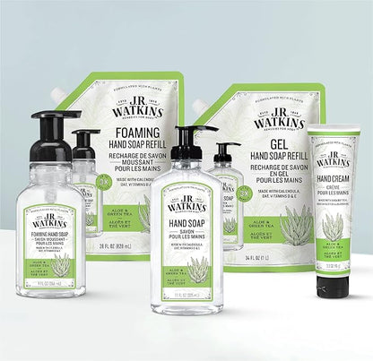 J.R. Watkins Foaming Hand Soap with Pump Dispenser, Moisturizing Foam Hand Wash, Alcohol-Free, Cruelty-Free, Aloe & Green Tea, 9 fl oz, 3 Pack