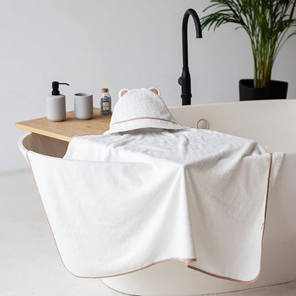 Premium Baby Bath Towel - Rayon Made from Bamboo Hooded Baby Towels - Newborn Baby Towel with Hood - Large Hooded Towel for Newborn Infant Boy Girl (White)