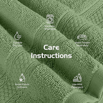 RIVERSIDE 12 Pack Premium 100% Cotton Face Washcloths, 550 GSM, 12 x 12 Inches, Soft, Absorbent Towels for Body & Shower, Bathroom Wash Clothes, Durable Face Towels Set for Spa, Gym, Sage Green